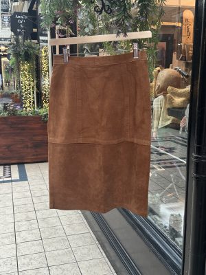 80s Soft Tan Suede Paneled Pencil Skirt [8]